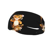Fashion sports decorative sweatband YYHWHJDE Little tiger holding a staff Pattern Headbands for men and women