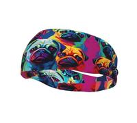 Fashion sports decorative sweatband YYHWHJDE Multiple Dogs Pop Art PUgs Pattern Headbands for men and women