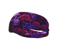 Fashion sports decorative sweatband YYHWHJDE purple skulls and roses Pattern Headbands for men and women