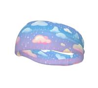 Fashion sports decorative sweatband YYHWHJDE rainbow clouds raindrop Pattern Headbands for men and women