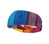Fashion sports decorative sweatband YYHWHJDE Rainbow Colored Wood Background Pattern Headbands for men and women