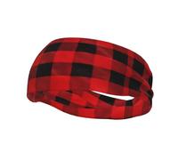 Fashion sports decorative sweatband YYHWHJDE red black buffalo check plaid pattern Pattern Headbands for men and women