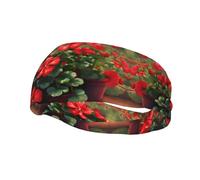 Fashion sports decorative sweatband YYHWHJDE Red geraniums Pattern Headbands for men and women
