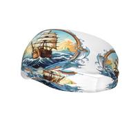 Fashion sports decorative sweatband YYHWHJDE Sail Boat Nautical Compass Pattern Headbands for men and women