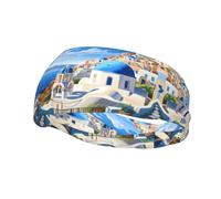 Fashion sports decorative sweatband YYHWHJDE Santorini Greek Island sea View Pattern Headbands for men and women