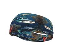 Fashion sports decorative sweatband YYHWHJDE Sharks under the sea Pattern Headbands for men and women