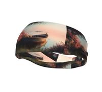Fashion sports decorative sweatband YYHWHJDE Small boat on the lake shore Pattern Headbands for men and women