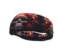 Fashion sports decorative sweatband YYHWHJDE Sugar Horror Skull and Flowers Pattern Headbands for men and women