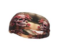 Fashion sports decorative sweatband YYHWHJDE Sugar Horror Skull Flowers Rose Pattern Headbands for men and women