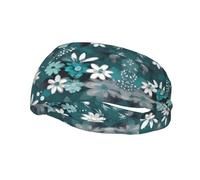 Fashion sports decorative sweatband YYHWHJDE Teal Grey and White Floral Pattern Headbands for men and women