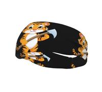 Fashion sports decorative sweatband YYHWHJDE Tiger cub with an axe Pattern Headbands for men and women