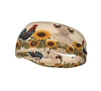 Fashion sports decorative sweatband YYHWHJDE Vintage Sunflower Rooster Pattern Headbands for men and women