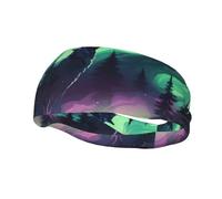 Fashion sports decorative sweatband YYHWHJDE wolves howl in the northern lights Pattern Headbands for men and women