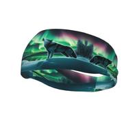 Fashion sports decorative sweatband YYHWHJDE Wolves Howl in the Northern Lights Pattern Headbands for men and women