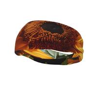 Fashion sports decorative sweatband YYHWHJDE yellow sunflower on a brown background Pattern Headbands for men and women
