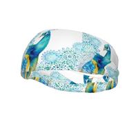 Fashion sports sweatband WHJDPP Beautiful Peacock and Floral Printing Headbands Absorb sweat for men and women