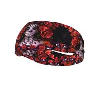 Fashion sports sweatband WHJDPP Day Of The Dead Sugar Roses Skull Printing Headbands Absorb sweat for men and women