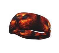 Fashion sports sweatband WHJSHOP Orange Red Phoenix Printed Headbands Absorb sweat for men and women