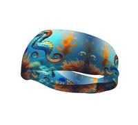 Fashion sports sweatband WHJSHOP Seabed coral seahorse Printed Headbands Absorb sweat for men and women
