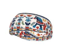 Fashion sports sweatband WHJSHOP Swedish Dala Horse Folk Printed Headbands Absorb sweat for men and women