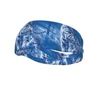 Fashion Sports Sweatband Whjshop White Tiger Blue Prints Headbands Absorb Sweat For Men And Women