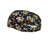 Fashion sports sweatband YUGTAEE Autism Awareness Puzzle Pieces Heart Picture Headbands Absorb sweat for men and women