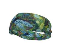 Fashion sports sweatband YUGTAEE Hand painted blue dragonfly Picture Headbands Absorb sweat for men and women