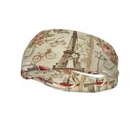 Fashion sports sweatband YUGTAEE Paris Vintage Postcard Picture Headbands Absorb sweat for men and women