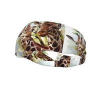 Fashion sports sweatband YUGTAEE Watercolor Deer Giraffe Picture Headbands Absorb sweat for men and women