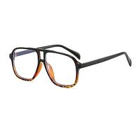 Fashion Square Double Bridges Women's Sunglasses Clear Anti-Blu-ray Lens Men's Glasses Frame Tea Gradient Shades UV400-Black leopard clear