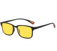 Fashion Square Frame Night Vision Glasses, Anti-Blue Light, Ultra-Light, Computer Goggles for Men and Women (Black)