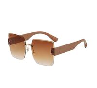Fashion Square Rimless Sunglasses For Men And Women Colour Blocking Outdoor Beach Holiday Party Photo Shoot Sun Glasses(Brown)