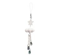Fashion Star Cloud Keychain with Raindrop Pendant Elegant Beaded Mobile Chain Charm Bag Ornament Artistic Phone Strap for Fashion Enthusiasts, フリーサイズ