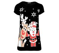 Fashion Star Kids Children Unisex Santa Rudolph Reindeer Face Cape Sleeves Xmas Sweatshirt Top Black Age 9/10 Years