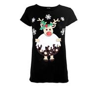 Fashion Star Oops Outlet Womens Ladies Christmas Xmas Reindeer Pudding Snowflakes Cap Sleeve T Shirt Top