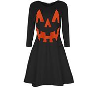 Fashion Star Women Halloween Fang-Tastic Vampire Swing Dress Pumpkin Black S/M (UK 8/10)