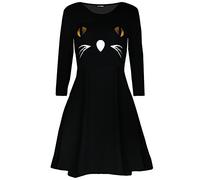 Fashion Star Women Halloween Fang-Tastic Vampire Swing Dress Scary Cat Face Black Plus Size (UK 16/18)