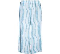 Fashion Star Women Printed Elasticated Waist 3/4 Culottes Palazzo Cropped Trouser Flared Pant 3/4 Printed Palazzo Sky Blue White S/M (UK 8/10)