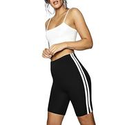 Fashion Star Womens Active Gym Tights Skinny Hotpant Sports Side Stripe Cycling Shorts Black Plus Size (UK 24/26)