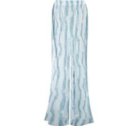 Fashion Star Womens Flared Wide Leg Pants Palazzo Floral Print Leggings Baggy Trousers Sky Blue White M/L (UK 12/14)