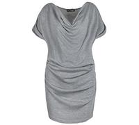 Fashion Star Womens Ladies Cowl Neck Short Sleeve Stretchy Gathered Side Ruched T Shirt Top Grey
