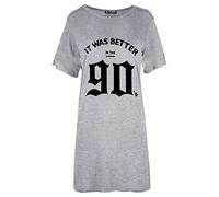 Fashion Star Womens Let's Lazy Days Nightie Loungewear PJ Pyjamas T Shirt Dress It was better in the 90s Grey Plus Size (UK 16/18)