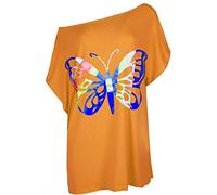 Fashion Star Womens Love Printed Batwing Baggy Top T Shirt Butterfly Rainbow Charcoal Plus Size (UK 20/22)