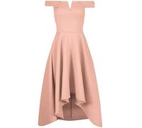 Fashion Star Womens Off The Shoulder Hi Lo Skater Midi Dress Nude Plus Size (UK 20/22)