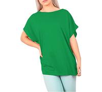Fashion Star Womens One Shoulder Bardot Basic Baggy Oversized Batwing T Shirt Tee Top Batwing Jade Green Plus Size (UK 16/18)