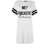 Fashion Star Womens Oversized Me Sarcastic Never Baggy Tops White M/L (UK 12/14)