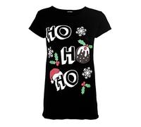 Fashion Star Womens Penguin Santa Reindeer Xmas T Shirt Ho Ho Ho Hat Black Plus Size (UK 20/22)