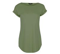 Fashion Star Womens Plain Stretchy Curved Hem Jersey T Shirt Green M/L (UK 12/14)