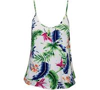Fashion Star Womens Printed Camisole Strappy Swing Vest Top Cream Tropical Print Plus Size (UK 24/26)