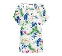 Fashion Star Womens Printed Turn Up Direct Sleeve Baggy Top Cream Tropical Print Plus Size (UK 16/18)